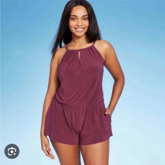 Burgundy Wine Plus Size One-piece Swimsuit NWT - Picture 1 of 9